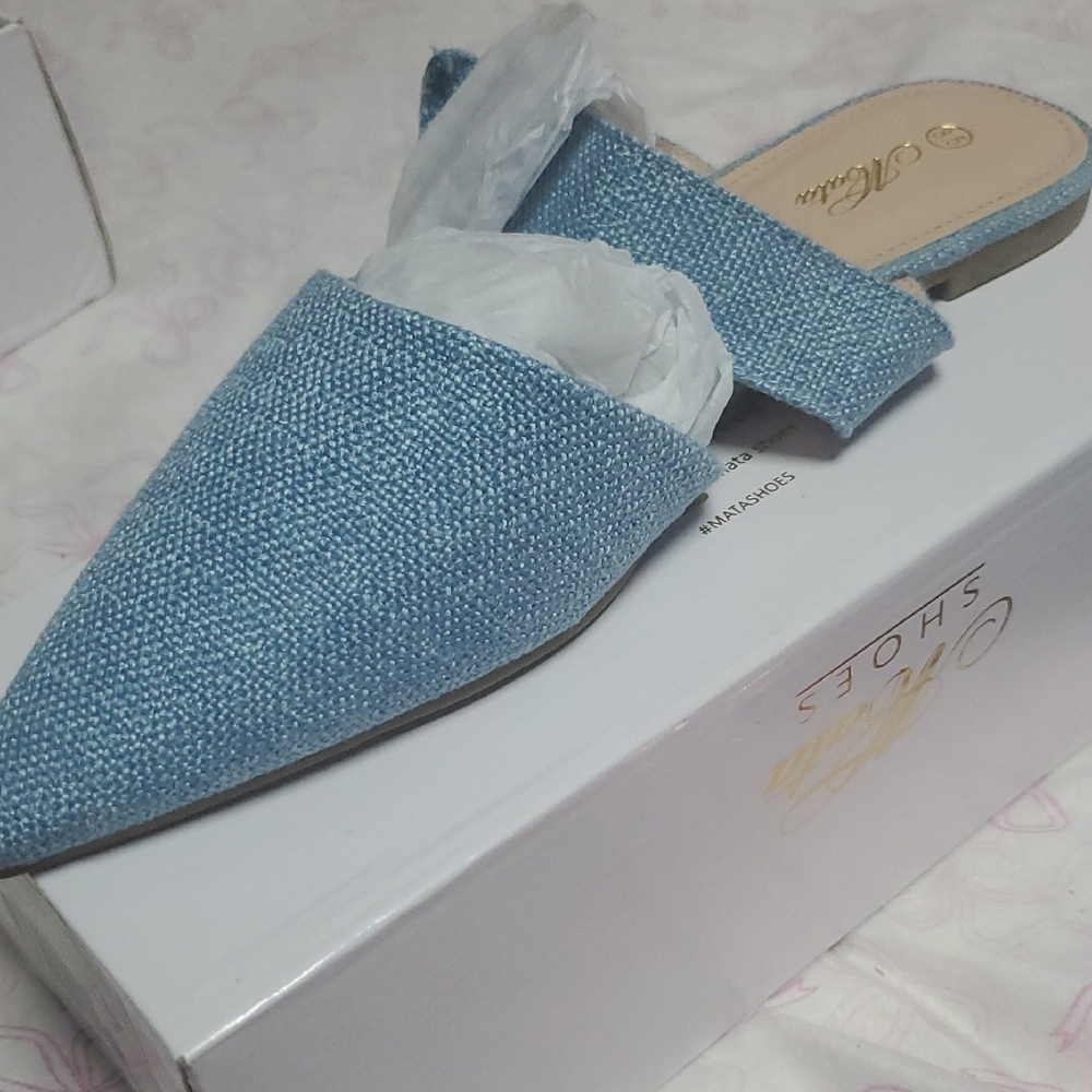 Blue Slip-On Mules by